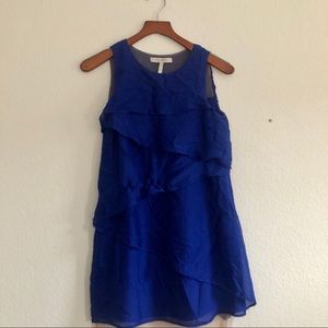 Blue Midi Ruffle Layer Dress